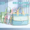 Bolsa de Mão Transparente com Tela na Cor Dopamina, Bolsa de Armazenamento de Livros para Estudantes com Aparência Sofisticada, Bolsa de Ombro com Armazenamento Classificado de 5 Camadas