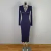 Vestido Transfronterizo Coreano Dongdaemun Estilo Nuevo Ajustado Sexy Chica Caliente Deseo Puro que Muestra la Figura y Realza la Feminidad con Abertura y Mangas Largas Bodycon