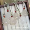 Colgante de Calcedonia Blanco Hielo, Buda Sonriente, Amuleto de Paz, Colgante de Jade Cerradura Nube, Colgante de Ágata Lichi Blanco Helado Luz de Luna