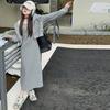 Sudadera con capucha deportiva corta de otoño para niña, abrigo casual versátil, gris, vestido largo de tirantes, conjunto de dos piezas