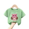 Camiseta de Manga Corta para Niña 2026 Nuevo Estilo Popular de Verano para Niños Mayores, Top de Algodón Puro, Camiseta de Marca de Moda de Corte Holgado