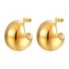 Pendientes redondos huecos de acero inoxidable de alta calidad, pendientes geométricos sencillos de moda de acero de titanio para mujer, pendientes al por mayor