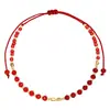 Pulsera de Corazón de Amor de Venta Caliente Transfronteriza para Mujer, Pulsera Trenzada de Cuerda Roja de Moda, Un Corazón, Una Mente, Joyería al por Mayor de Pulsera de Corazón de Melocotón