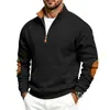 Sudadera casual de moda retro con patchwork, cuello alto y media cremallera para hombre, nueva de otoño e invierno, europea y americana, transfronteriza de Amazon
