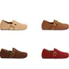 Versão em Couro~Mesmo Estilo da Mãe Uva Sapatos Slip-On de Couro Genuíno com Tira no Calcanhar e Solado Grosso, Sapatos Casuais Preguiçosos Birkenstock, Modernos