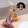 Cadena para Teléfono Móvil de Signo Zodiacal de Sándalo Colgante para Bolso de Coche Llavero de Animal Pequeño Colgante Accesorios de Borla de Colores