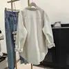 Chamarra Camisa de Manga Larga de Algodón Estilo Coreano para Mujer, Nueva para Primavera y Otoño, para el Trabajo, Holgada, Rejuvenecedora, Versátil, Cardigan