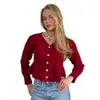 Suéter de Tricô Cardigan Feminino Estilo Ladylike com Gola V, Camisa Top com Camada Interna Franzida na Cintura - Novo da Primavera de 2025