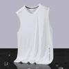 Chaleco de seda de hielo para hombre, moderno, fino, de cuello redondo, de malla, transpirable, de secado rápido, deportivo, ancho, sin mangas, de verano