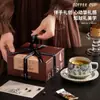 Taza de café y platillo de cerámica rústica, taza de café de cerámica cocida en horno con un diseño de alta gama, hermosa taza para latte art, regalo práctico