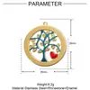 Árbol de la vida geométrico francés gota de aceite titanio acero diy colgante amor acero inoxidable joyería colgante de collar de luna