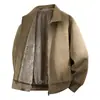 Chaqueta de Cuero para Trabajo con Solapa Retro Teñido Maillard Otoño/Invierno Retro Desgastada Casual Versátil Ropa Exterior con Solapa