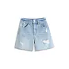 ¡Recomendación en Stock! Shorts de Mezclilla Desgastados y Rasgados Color Azul Claro Verano 2026 Que Hacen Que Tus Piernas Se Vean Más Largas, Nuevo Estilo Casual 752