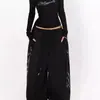 Calça Jogger com Cordão para Comércio Exterior para Mulheres, Calça Wide-Leg Azz com Strass Brilhante para Dança, Calça Masculina Tendência Estilo de Rua Dança de Jazz Americana