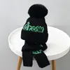 Conjunto de Gorro y Bufanda de Lana Tejida para Niños, Gorro Cálido de Protección para Orejas para Otoño e Invierno con Bordado de Letras para Niños y Niñas, Exclusivamente para Ventas Transfronterizas