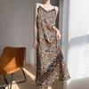 Estilo Europeo y Americano 2026 Verano Nueva Ropa de Mujer Vestido Largo por Encima de la Rodilla Estampado de Leopardo con Adorno de Encaje sin Mangas Vestido de Tirantes