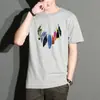 Camiseta de Manga Corta para Hombre Nine Points, Verano Cuello Redondo Media Manga Estilo Coreano Corte Ajustado Talla Grande Camiseta, Estampado Juvenil de Moda