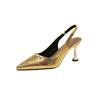 Novedad Verano 2025 Estilo Baotou Espalda Hueca Moda Tacones Altos Punta Fina Temperamento con Falda Sandalias de Tacón de Aguja para Mujer