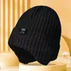 Gorro de tricô espesso com forro de fleece para homens e mulheres, chapéu de lã quente e à prova de vento para o inverno, adequado para cabeças grandes, chapéu para clima frio para ciclismo ao ar livre, chapéu de idoso