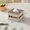 Caja de pañuelos de cuero con logo personalizado para hoteles, casas de huéspedes, publicidad empresarial, escritorio de oficina y sala de estar