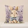 Almohada de Pascua de Amazon Funda de Almohada con Estampado de Conejo Floral Cojín para Decoración del Hogar Funda de Almohada de Lino