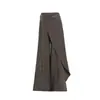 Pantalones Casuales de Pierna Ancha de Cintura Alta con Efecto Plisado, Cinta Irregular, Colección Primavera/Verano 2026 'Ant' para Mujer, 240g