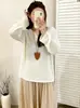 Top de punto para mujer de talla grande, cuello redondo, medio abierto en el pecho con huecos, estilo otoño 2026, manga larga holgada para mujeres de talla grande
