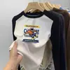 Camiseta térmica cepillada de cuello redondo para niños, capa base casual Otoño Invierno Niños Bloque de color Manga larga Talla Mediana y Grande Ropa interior cálida para niños