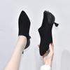 Sapatos femininos de boca profunda e pontudos, calçados femininos de primavera 2024, novos, estilo europeu e americano, temperamento simples, pele de carneiro, zíper traseiro, salto alto feminino