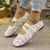 Zapatos planos de ballet cómodos y versátiles para mujer, con encaje floral bordado, tiras elásticas cruzadas y diseño de punta cuadrada