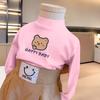 Suministro directo de fábrica Primavera y Otoño para niños medianos y grandes, cuello alto medio, estilo occidental, ropa interior de manga larga, dibujos animados, ropa de invierno para niños pequeños, top cálido de De terciopelo