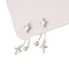 Pendientes de Estrella de Cuatro Puntas Colgantes Traseros de Nuevo Estilo para Mujer, Pendientes de Lujo Ligero de Alta Gama, Pendientes de Diseño Moderno