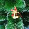 Enfeite de Natal 4cm dourado alfabeto inglês laço sino pequeno pingente para árvore de Natal cartão sino
