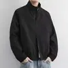 Chaqueta cárdigan versátil para hombre, estilo minimalista de primavera y otoño, de alta gama, color liso, para uso diario y para ir al trabajo, manga larga, cuello alto, moderna
