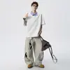 Verano 2026 Nuevo Estilo Universitario Retro Americano Patchwork Solapa Polo Camiseta de Manga Corta Holgada Casual Estilo Hong Kong