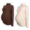 Ropa de Maternidad para Otoño e Invierno, Terciopelo Térmico de Doble Cara, Nueva Ropa Exterior para Madres Embarazadas, Talla Grande, Cubre Vientre, Aspecto Adelgazante, Camiseta Térmica de Moda