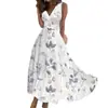 Amazon Transfronterizo Nuevo Escote en V Cintura Alta Sin Mangas Estampado Sexy Chaleco Vestido para Mujer