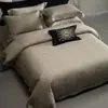 Conjunto de Quatro Peças de Algodão Tencel e Linho, Jacquard Vazado de Liocel, Conjunto de Roupa de Cama de Lençol de Alta Qualidade Luxuosa, Alta Contagem de Fios e Alta Densidade