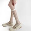 Diseño de Nicho Sentido de la Moda Cortina de Cuentas Patrón Vertical Jacquard Calcetines de Seda Adelgazantes Encaje Puro Calcetines Franceses Shannon Calcetines Blanco Leche