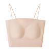 Ropa interior de seda con espalda bonita, verano, fina, sin marcas, seda de morera, tipo tubo, tirantes finos, camiseta interior básica con almohadilla en el pecho