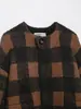 Exportação Transfronteiriça Outono e Inverno 2025 Nova Jaqueta Tricô Casual Loose Xadrez Moda Retrô com Gola Redonda para Mulheres