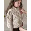 Colete de Algodão para Meninas Inverno 2026 Novo Estilo Coreano Fofo Colete com Estampa Floral para Bebês Jaqueta Versátil Espessada Tendência