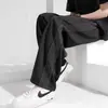 Pantalones de Chándal Rayados Casuales Frescos Estilo Americano para Hombre de Primavera y Verano, Corte Recto Holgado, Pierna Ancha con Cordón, Lavados, Modernos