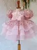 Vestido Formal para Meninas Vestido Infantil Lantejoula Passarela Mangas Bufantes Vestido Princesa Europeu e Americano Dropshipping Transfronteiriço