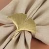 Venta al por mayor de joyas para la mesa del comedor, anillo para servilletas con forma de hoja de ginkgo, anillo para servilletas con forma de hoja dorada, hebilla para servilletas, anillo de tejido vegetal