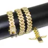 Estilo hip hop europeo y americano para hombres y mujeres, collar de cadena cubana de 13 mm, completamente de diamantes, doble hilera de diamantes, accesorios hipster