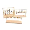 Soporte de Exhibición y Almacenamiento de Aretes de Madera Maciza, Soporte de Aretes de Metal, Exhibidor de Joyería para Mujeres, Soporte de Moda de Perlas