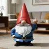 Nuevo producto transfronterizo: Gnomo del Dedos del Medio Grosero, un adorno artesanal de resina de enano con sombrero rojo y barba blanca