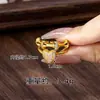 Anel Geométrico de Bambu com Coração Inlaid em Zircônia da Moda para Mulheres, Anel de Ouro de Areia Vietnamita Transfronteiriço, Cor Duradoura, Joia de Mão