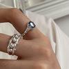Anillo de Zirconia Azul para Mujer, Moderno y Elegante, Versátil y de Alta Gama, Nuevo Anillo Abierto para Dedo Índice